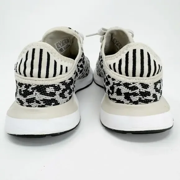 Adidas Women's Swift Run Black & White Leopard Print Sneakers 8.5 - Picture 4 of 7
